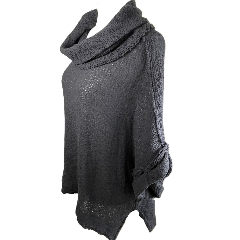 We The Free XS So Comfy Tee Sweater Charcoal Gray Knit Cowl Neck Slouchy Top - Picture 3 of 14